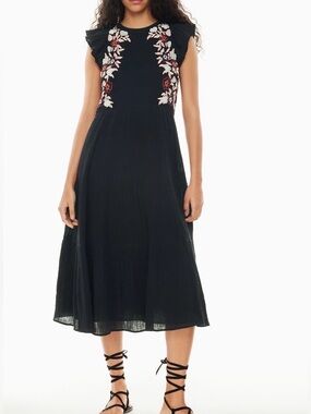 Aritzia‎ Little Moon Franco Dress tiered gauzy embroidered floral woman small